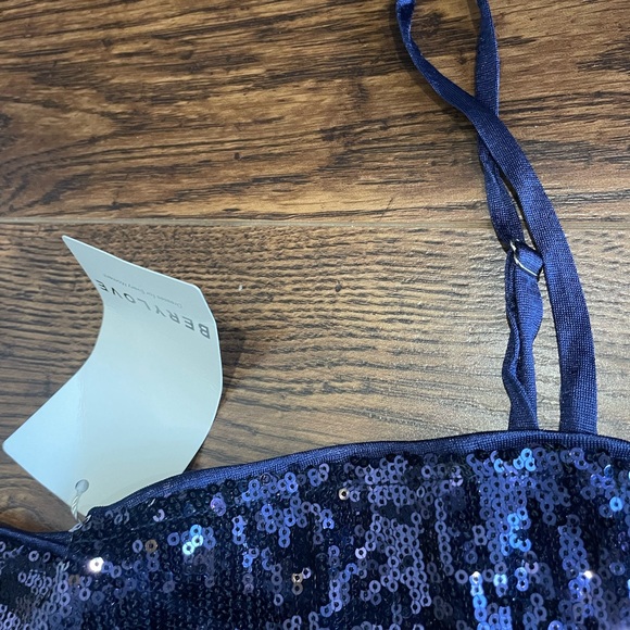 BNWT Navy Prom sequin and satin bubble skirt evening dress - Picture 5 of 10